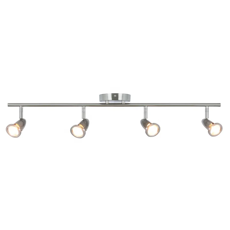 Modern Ceiling Track Light Bar Fixture Brushed Nickel Adjustable Track Lighting for Kitchen Dining Room