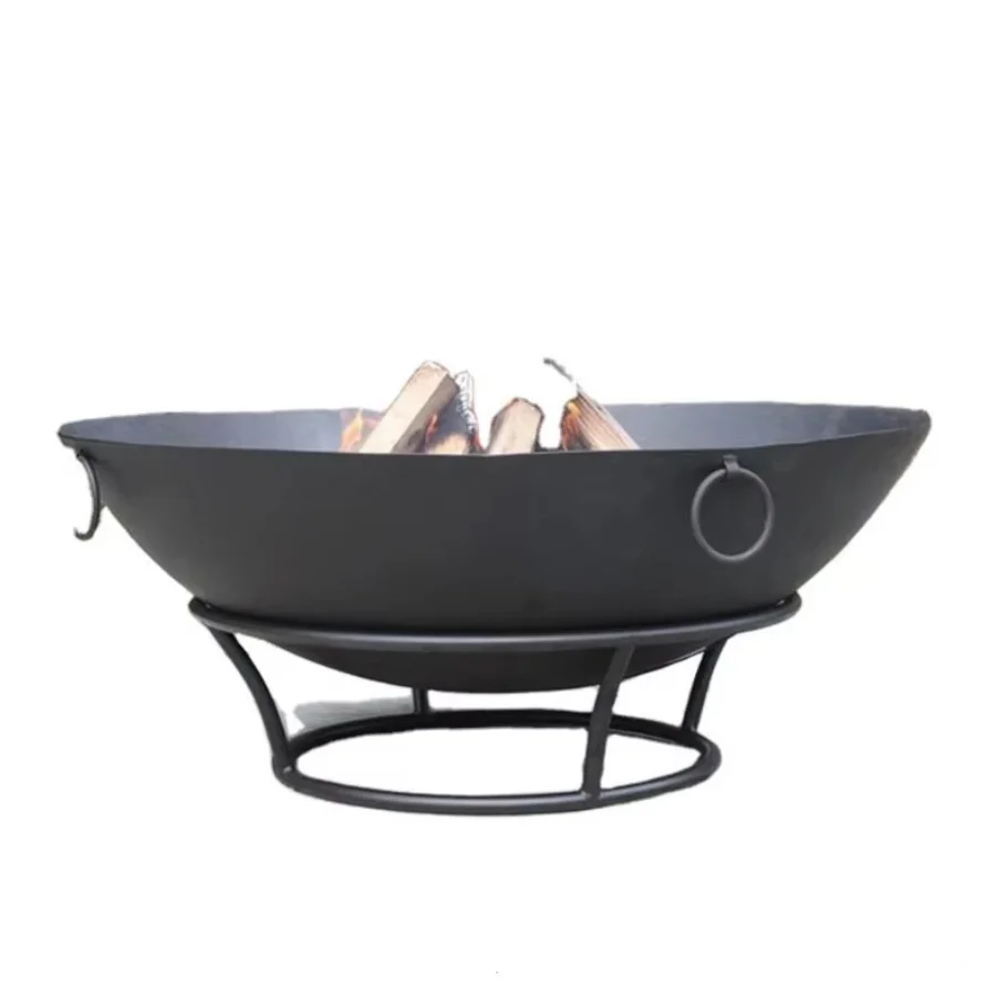Wholesale steel round outdoor fire pit burner garden patio camping barbecue wood burning fire pit bowl with poker