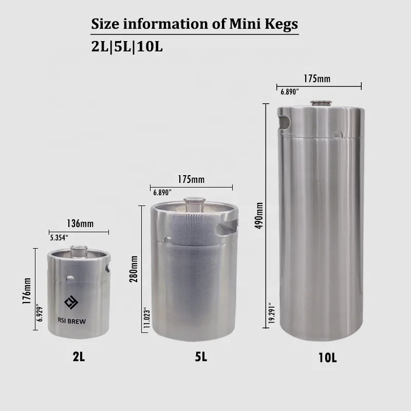 High quality 10L Stainless Steel Growler Homebrew Mini Barrel Beer Keg