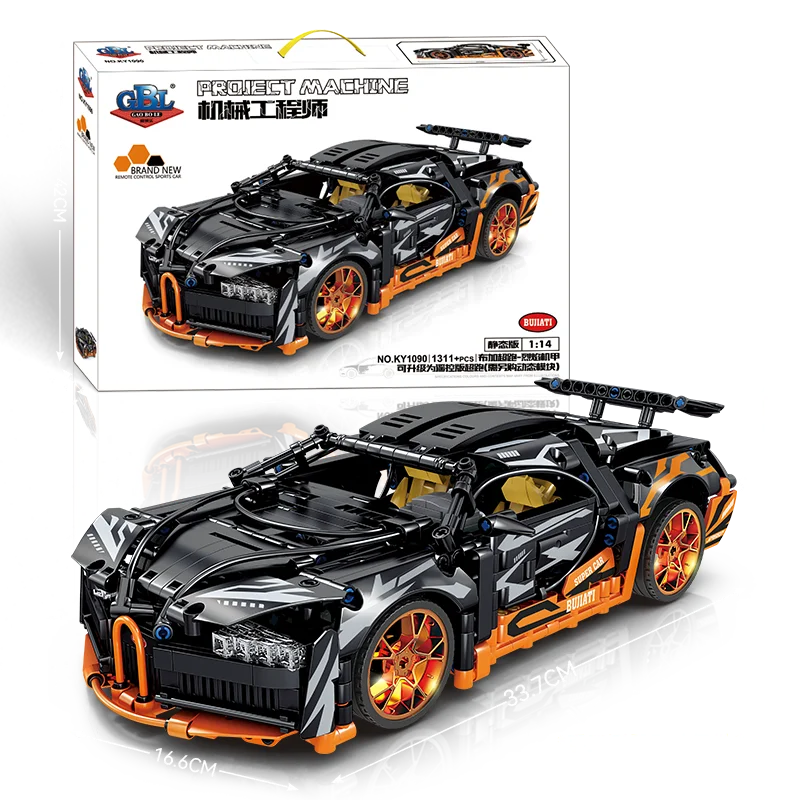 KY1090 Black Bugattis block sports car toy technology Christmas Present building block toy Cheap wholesale toys