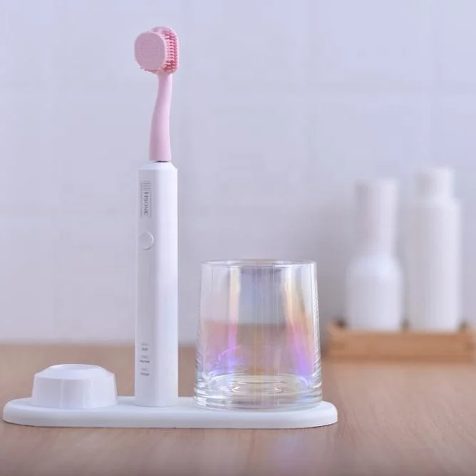 
2020 New 3 sided 360 silicone bristle flexible automatic Chargeable sonic toothbrush 