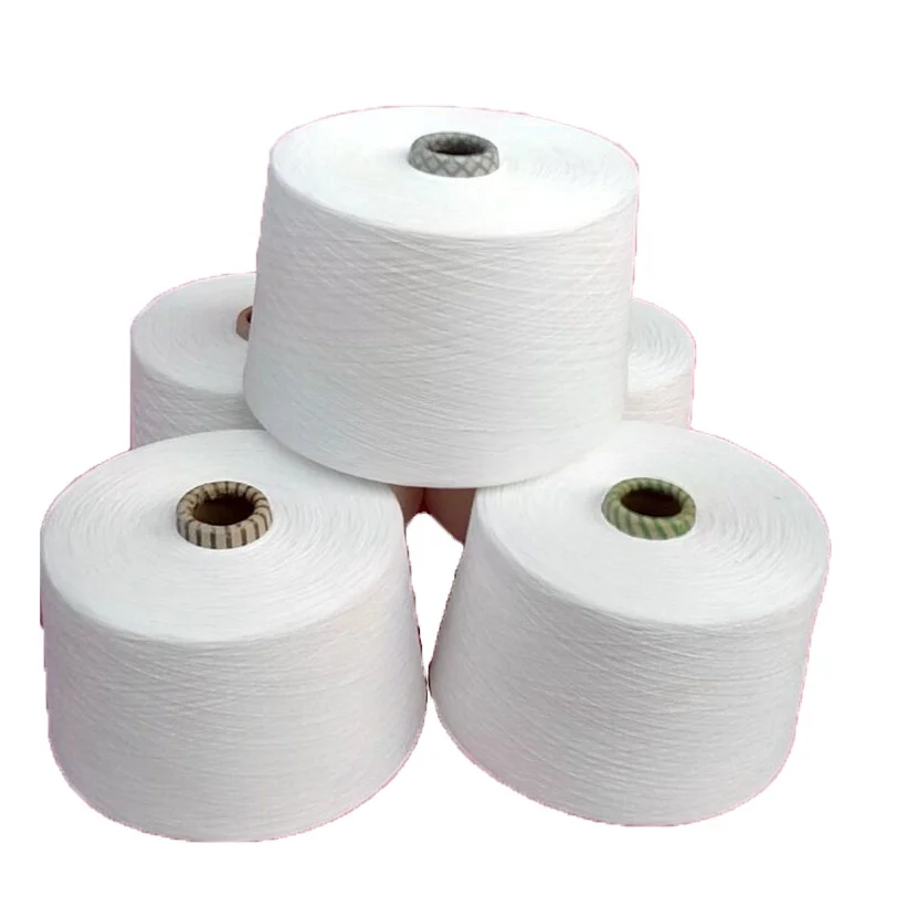 Combed Compact Siro Spinning 65/35 Polyester Cotton Raw White Yarn For  Knitting And Weaving Yarn