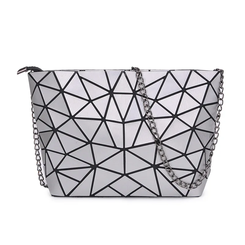 OEM ODM Wholesale SHBC Fashion Leather Reflective Chain Bags Luminous Geometric Shoulder Crossbody Messenger Women Handbag