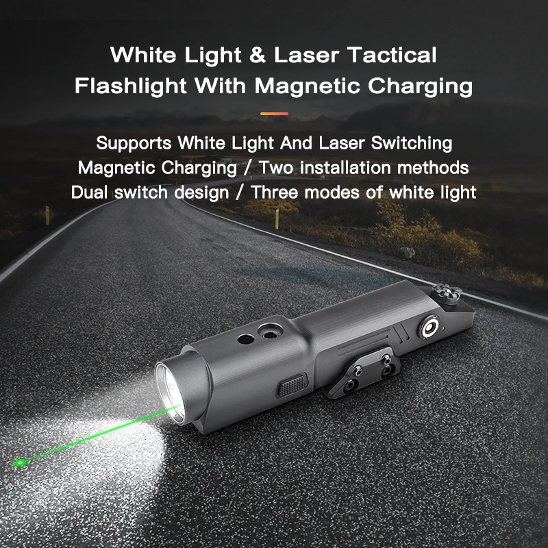 rechargeable green laser magnetic flashlight tactical flashlight 1600 lumens laser flashlight
