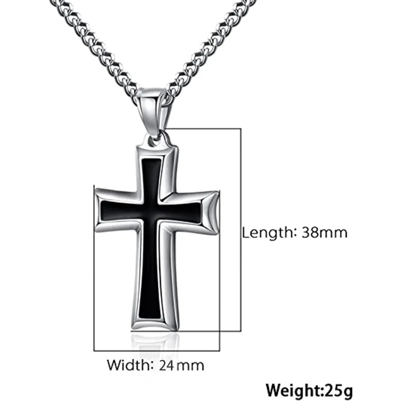 2023 Fashion Stainless Steel Enamel Pendant Christian Jesus Cross Pendant Necklace