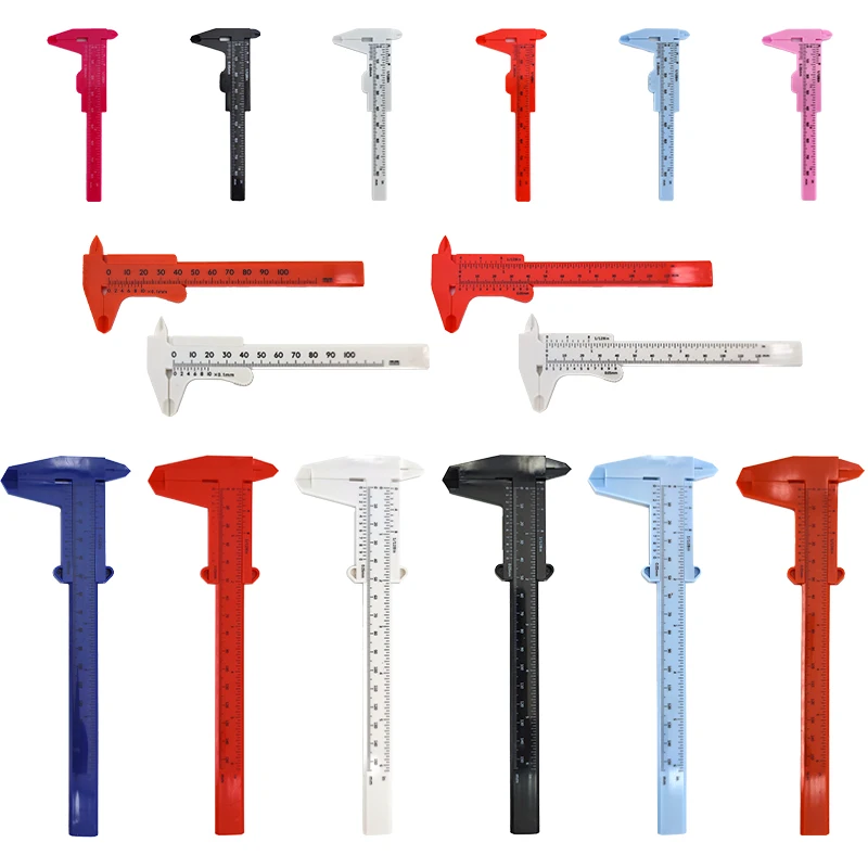 High Quality Button Accessories Metric Scale Semi Double Measuring Ruler Vernier Plastic Eyebrow 80/150 MM Caliper Tattoo Tool
