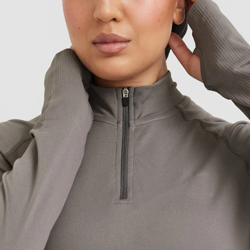 Plus Size Long Sleeve 1/4 Quarter Zip Modest Gym Wear Clothing Workout Abaya Sportswear Muslim Women