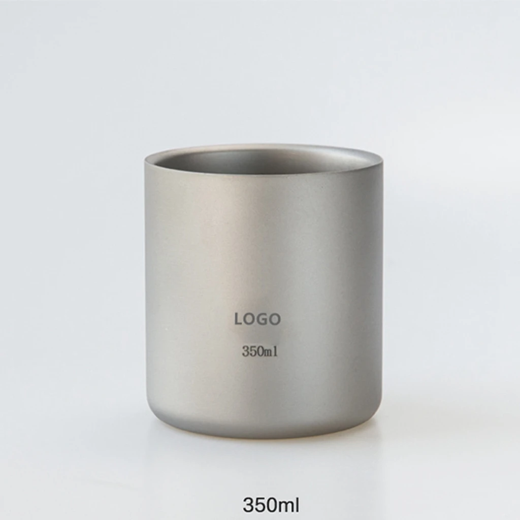 Heat Resistant Outdoor Camping Double Wall Titanium Drinking Cup Coffee Mug 450ml 350ML 220ML