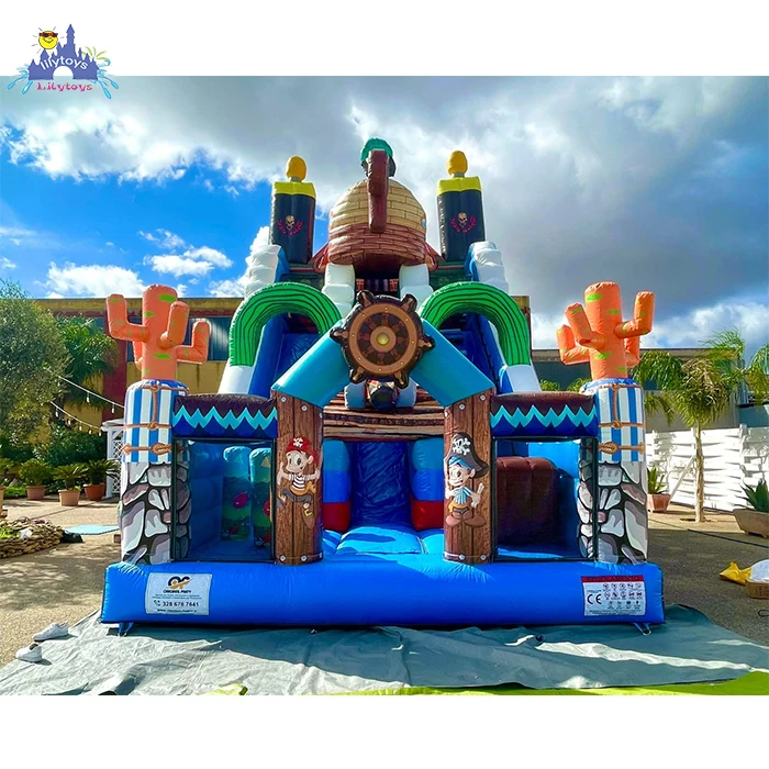 Lilytoys best 0.55mm PVC inflatable dry slide 3 lane size or color can customized