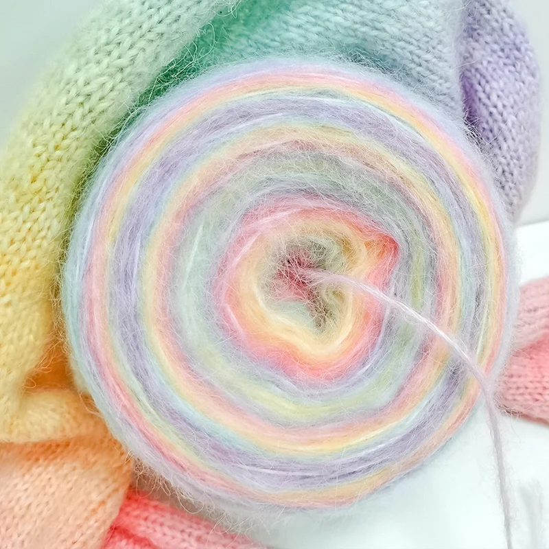 
2021 New Products Beautiful Gradient Rainbow Cake Crochet Yarn Hand Knitting Sweater Acrylic Polyester Nylon Wool Blended Yarn 