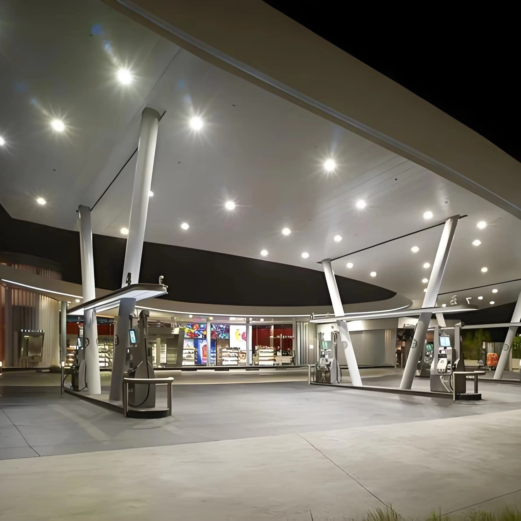 Навес для автозаправочных станций со стальным каркасом | Прочная Сетчатая Конструкция навес от солнца Сборная металлическая крыша заправочной станции