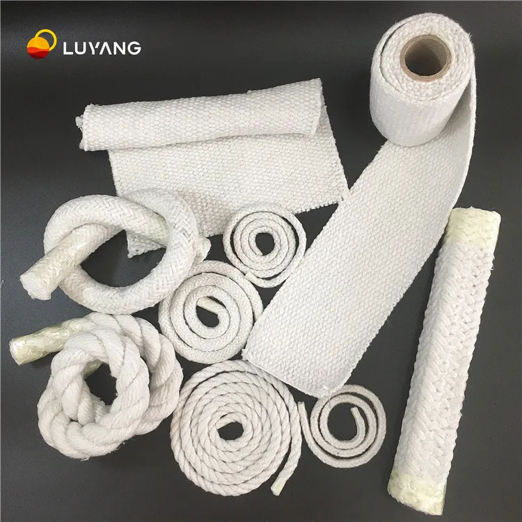 2300F thermal insulated glass woven fabric 1260 ceramic fiber cloth tape yarn rope with ss wire reinforced