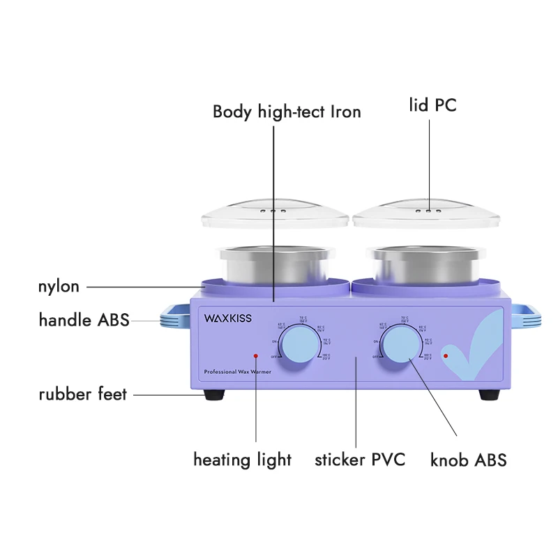Waxkiss Patent Product 500ml*2 Double Wax Pot Warmer Hair Removal Wholesale Depilatory Wax Melt Heater Machine For Body Wax