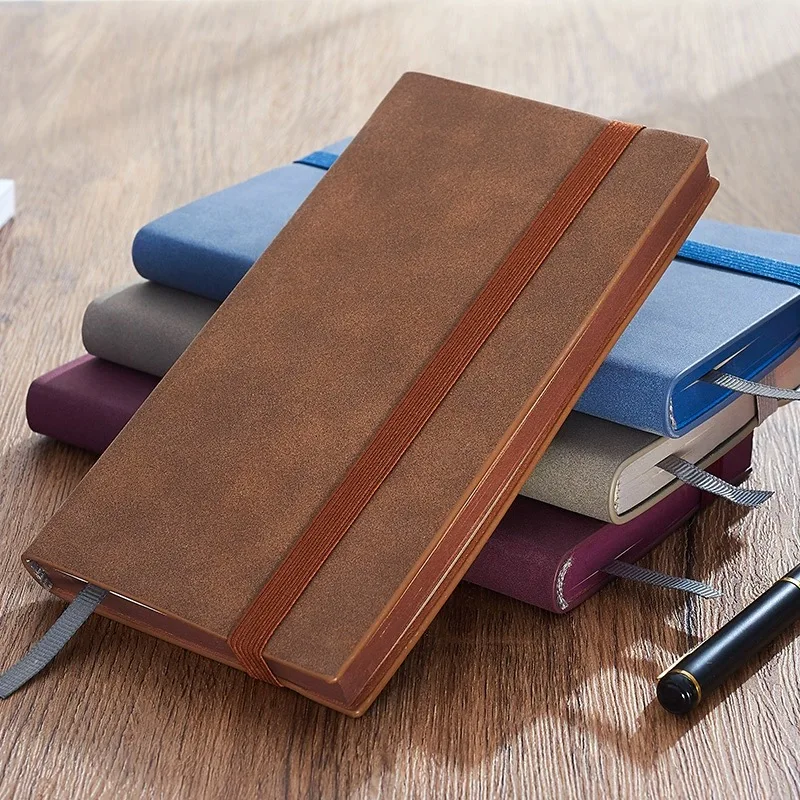 Personalized A6 softcover Notebook with elastic band Customized logo school planner paper edge print diary small thick journal
