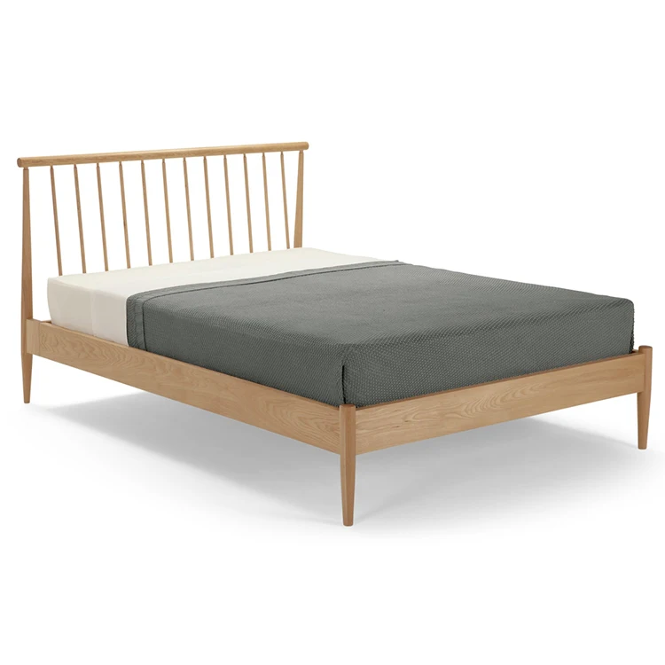 Easy Assembly White Oak Veneer Modern Bed Room Furniture Luxury Bed Sturdy Solid White Oak Wooden Beds