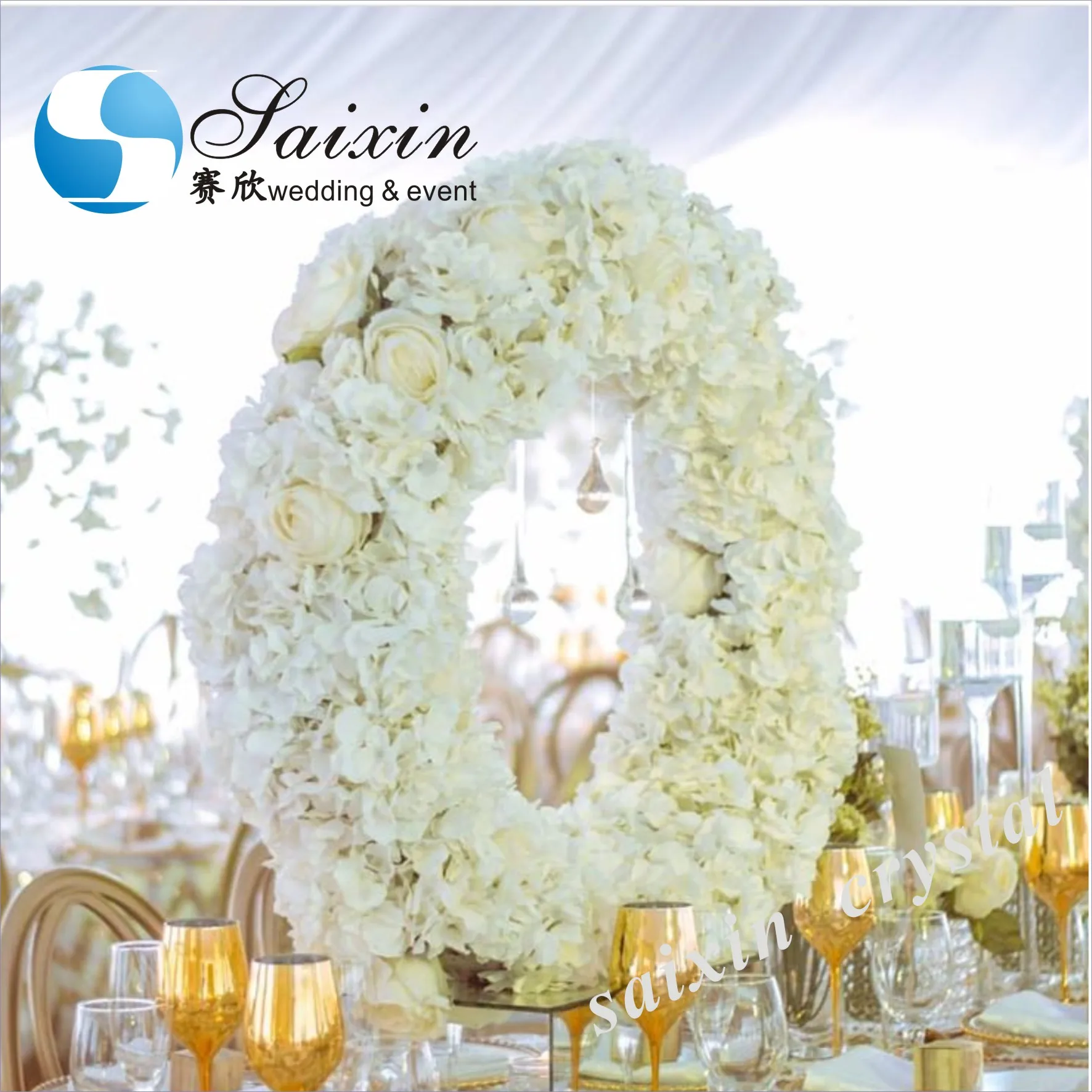 ZT-354B Customized size large round circle metal flower hoop floor stand for wedding backdrop