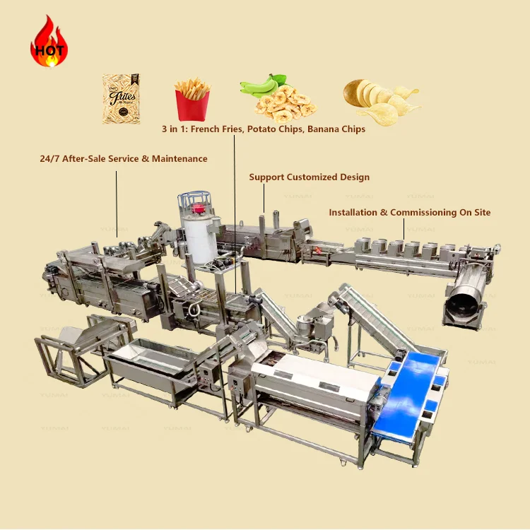 Fully Automatic Customized 500kgh French Fried Potatoes Fries Production Line Potato Chips Making Machine
