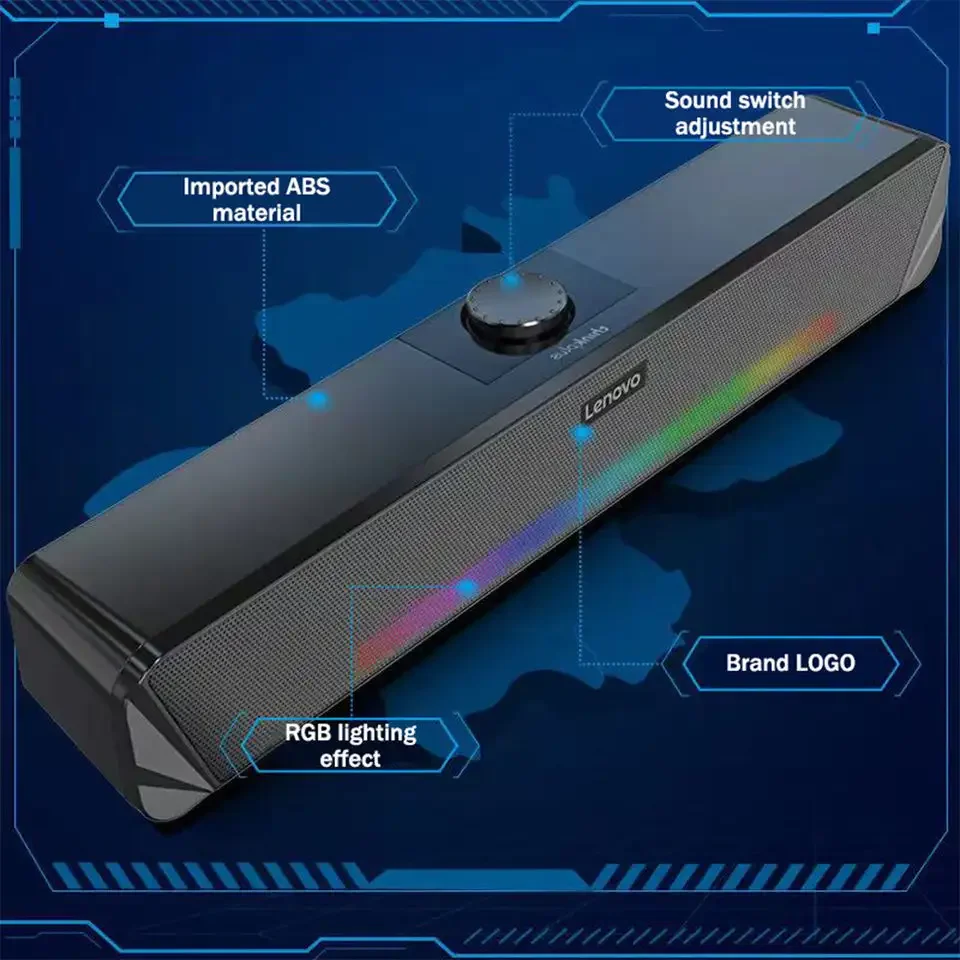 Original Lenovo TS33-A Home Theater Sound System Speaker USB + 3.5mm Wire Amplifiers RGB Portable Soundbar Party Speaker