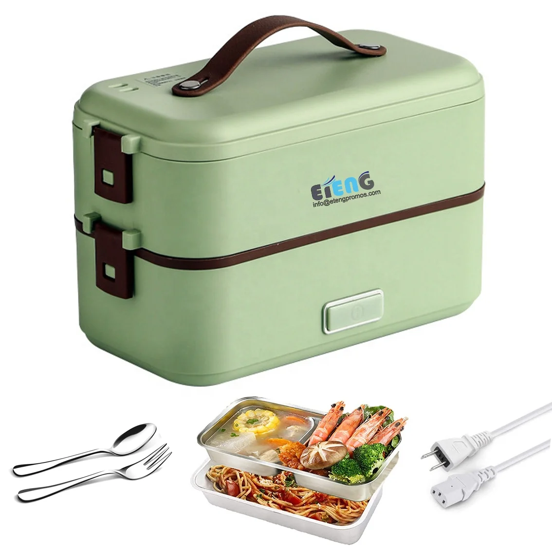  Wholesale Custom Logo Fast Heating food 300 Watt Stackable Stainless Steel Lunch Box Bento Portable Electronic Heated