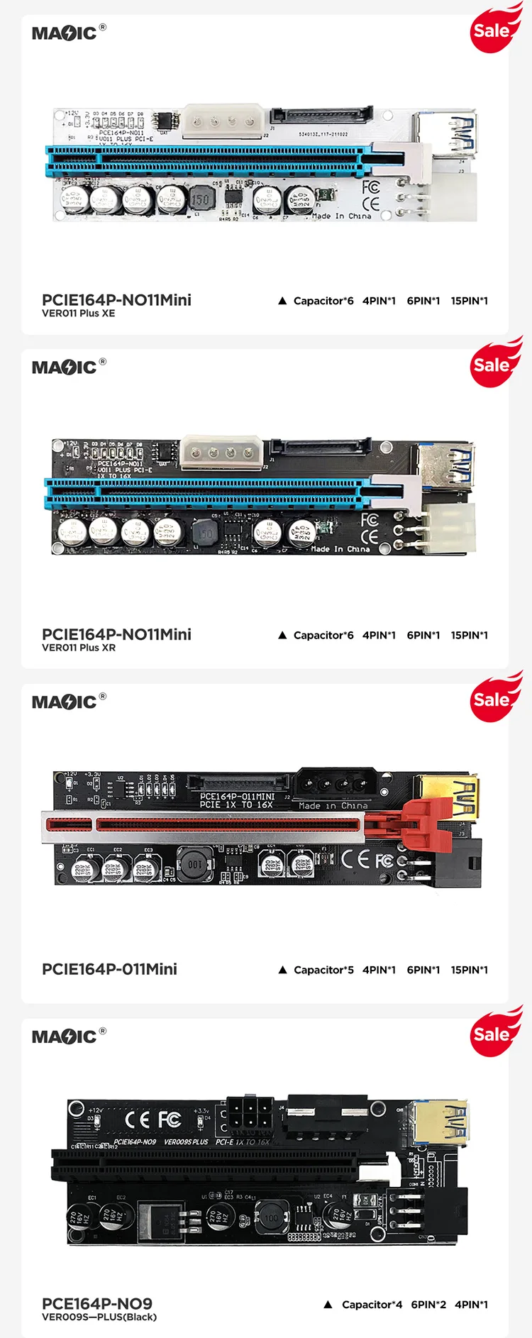 2022 Newest VER018 Pro PCI-E Riser Card 60CM USB 3.0 Cable V018 PCI Express 1X To 16X Extender PCIe card For GPU Graphics Card