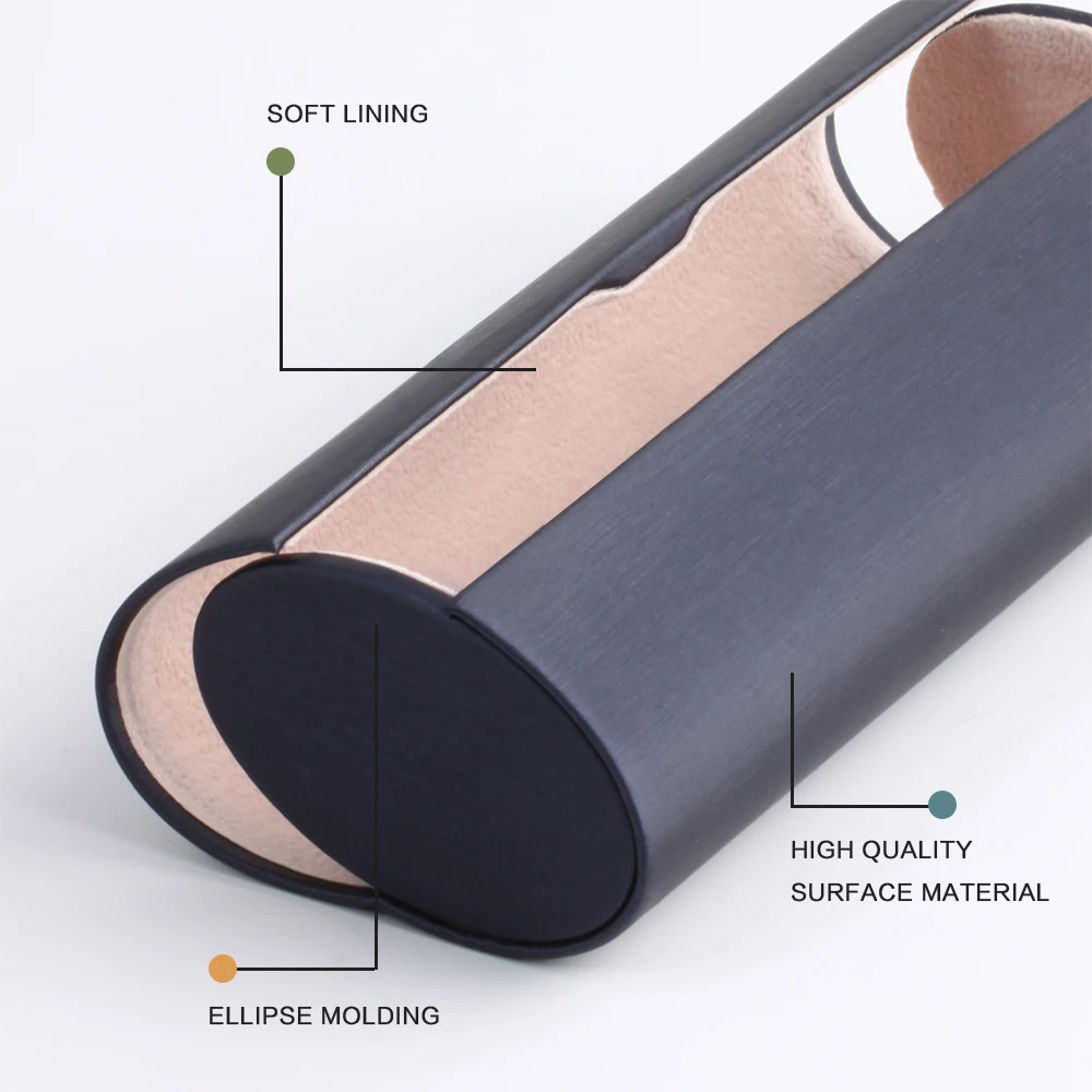 Sunglasses Case Hard Shell PU Silky Leather Magnetic Aluminium Circular Barrel Unisex Handmade Eyeglasses Package Case