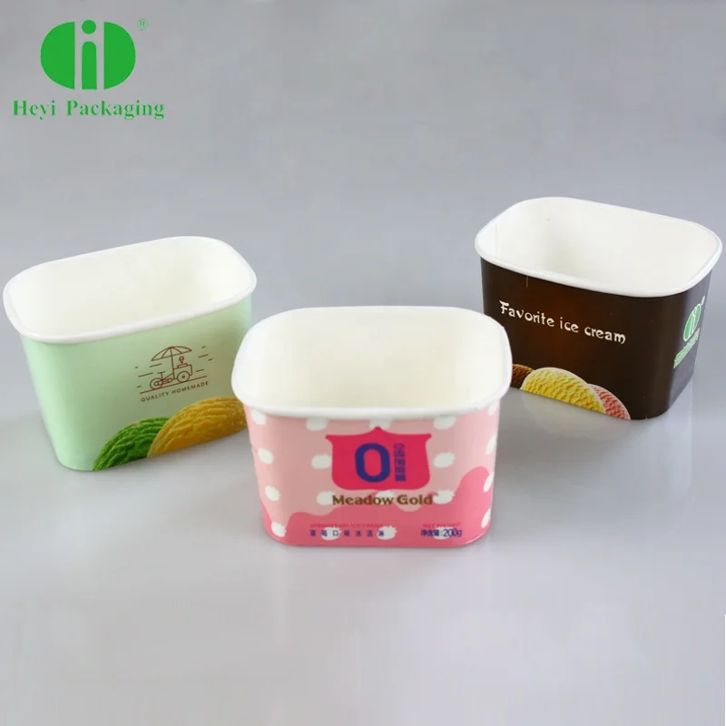 360ml Volume Square Paper Ice Cream Cups With Novel Design