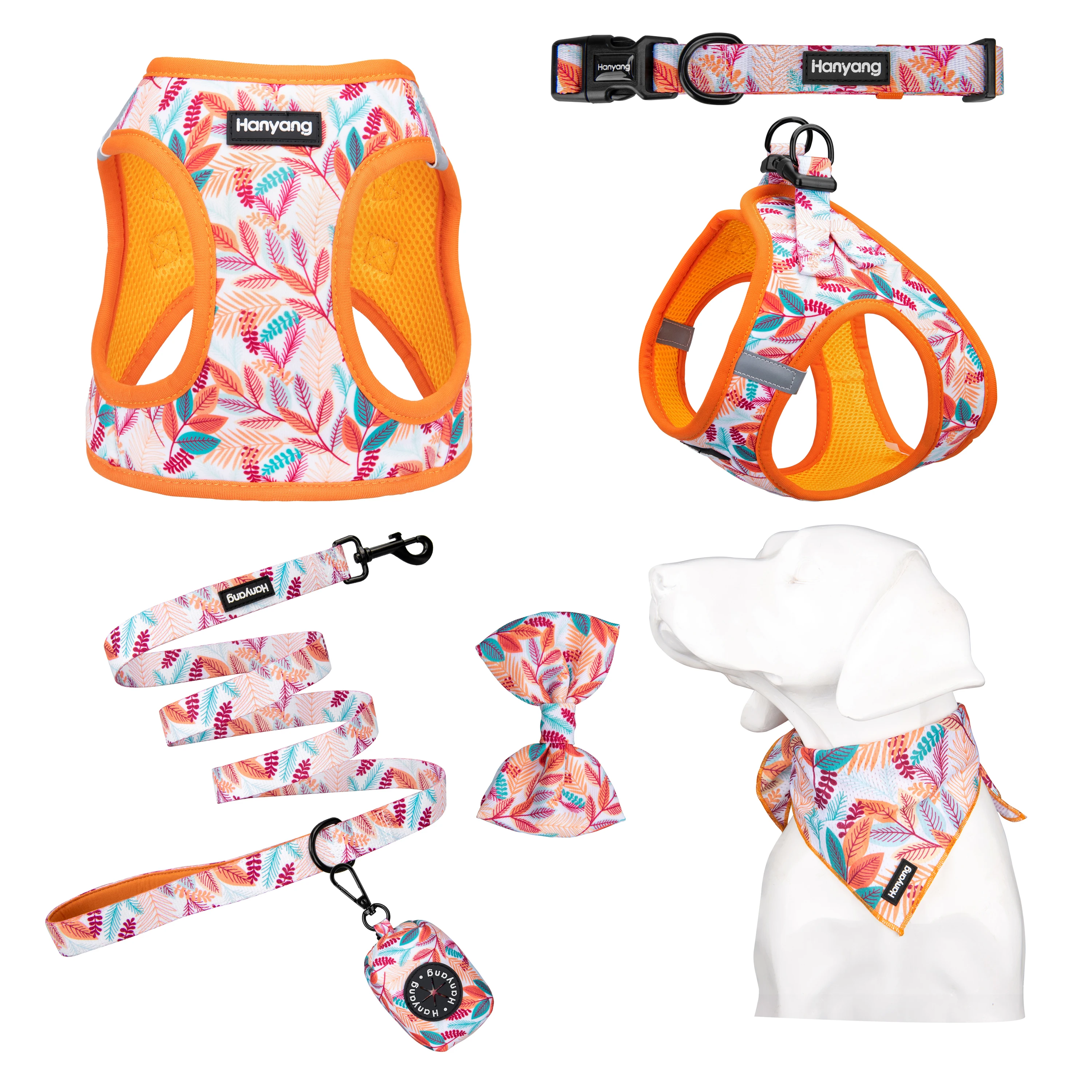 Hanyang OEM, удобная нагрудная шлейка для домашних животных, полиэстер, собачий ошейник, супер мягкий поводок для собак