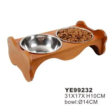  Поднятая кормушка для собак и кошек Made4Pets съемная миска из нержавеющей стали с деревянной