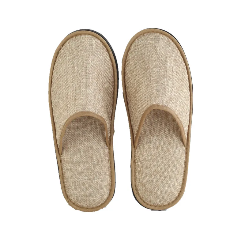 Personalized White Disposable Hotel Slippers,High Quality Linen fabric Spa Hotel Slipper