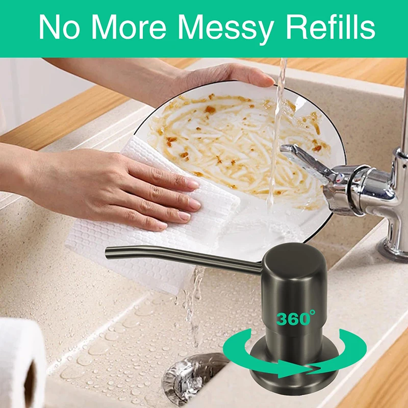 Kitchen Accessories Stainless Steel Pump Head Lotion Dispenser Stainless Steel Sink Soap Dispenser