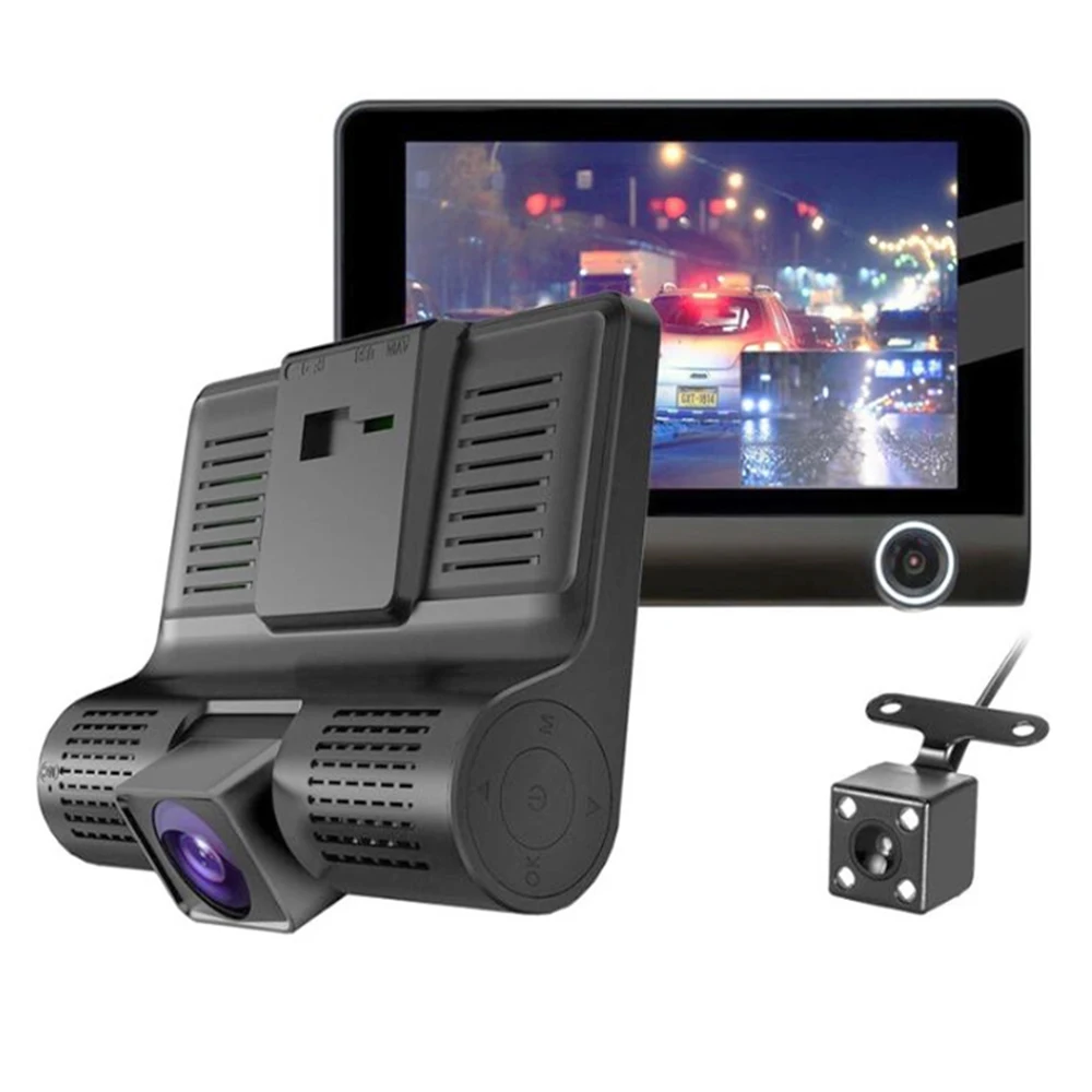Full HD 1080P 3 Way объектив 4 Inch Автомобильная камера DVR заднего вида видео