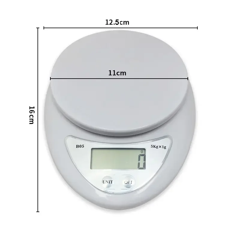 Liquid crystal electronic scale Portable digital scale Food measuring weight Kitchen Cooking baking balance measuring tool 5kg