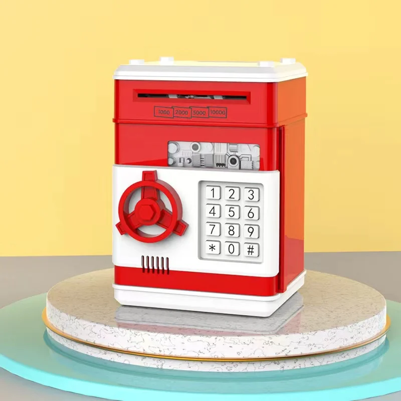 Automatic money rolling password safe box painted ATM piggy bank  for kids