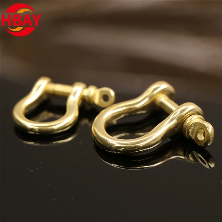 Pure Brass US Type D Ring U Buckle Copper Shackle Latch with Polished Surface Treatment Marine Hardware Lifting Applications