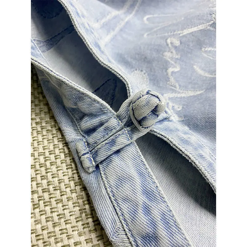 Wholesale Retro Literary Denim Vest 2021 Spring and Summer Fashion New Plate Buckle Split Casual All-match Vest Thin Coat