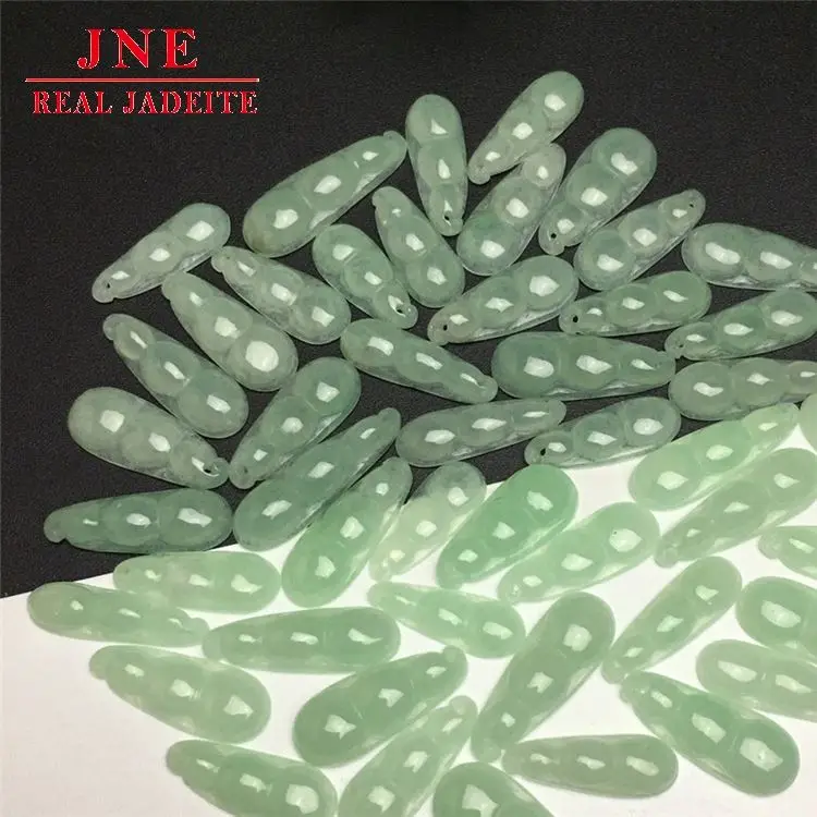 Myanmar A Level Jade Ice Like Green Double Sided Sauteed Green Beans Jade Pendant Jade Crafts Factory Wholesale