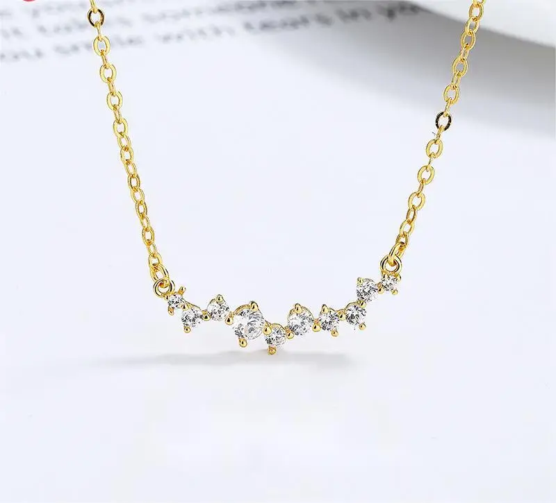 Carline topsale Love letter OEM Gold Plated Jewelry Wholesale Women 925 Silver Minimalist Moon Star Zircon Necklace
