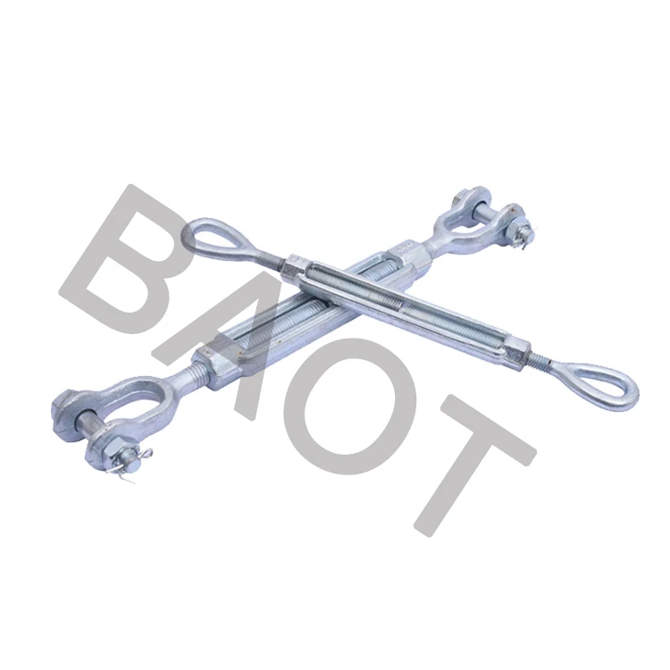 BAOT Hot Sale Galvanized Zinc Plated Carbon Steel Open Body J to J Turnbuckles for Wire Rope