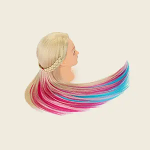 Wholesale Barber and Hair Stylist Long Hair Braiding Multi-colored Yaki Straight Doll Manikin Head Hair Practice Training Head