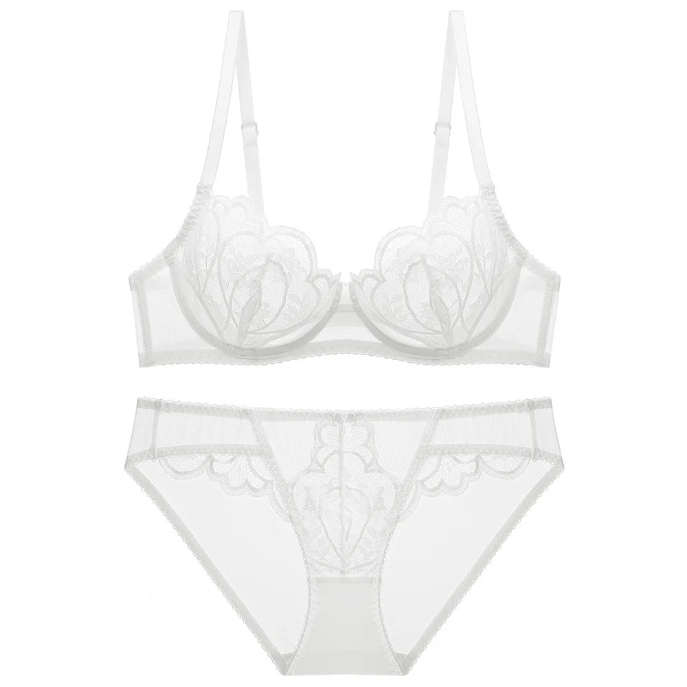 Factory enough Stock Sexy Lingerie Translucent Lace Bra And Panty Set Two Pieces Babydoll Set