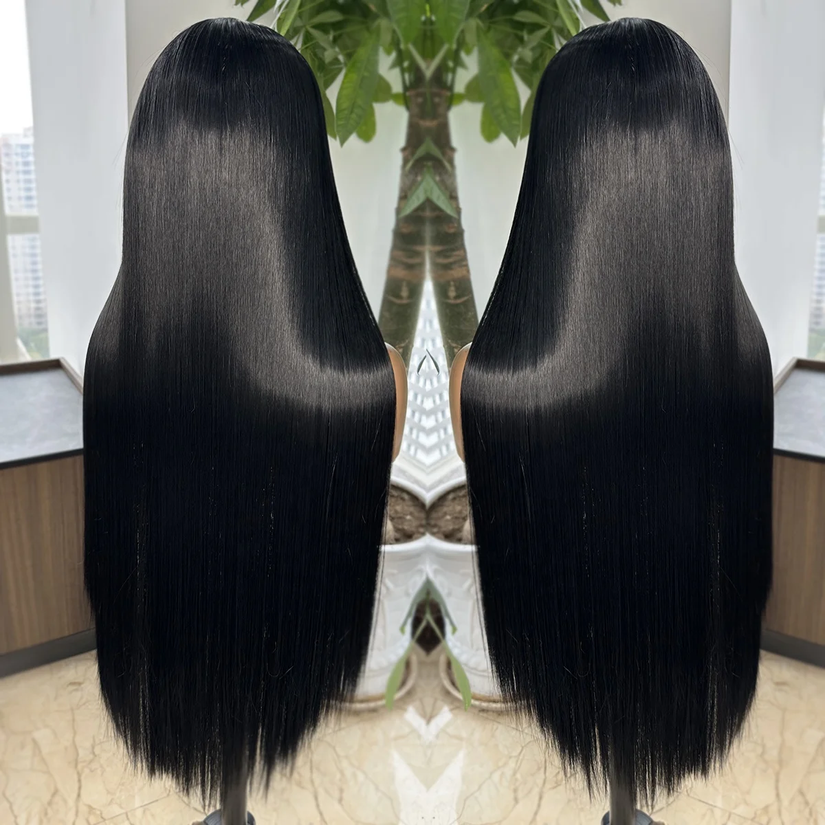 30inch Straight Synthetic Hair Black 13X4 Lace Front Wig Futura Hair Heat Resistant Pre Plucked Black Wigs For Black Women