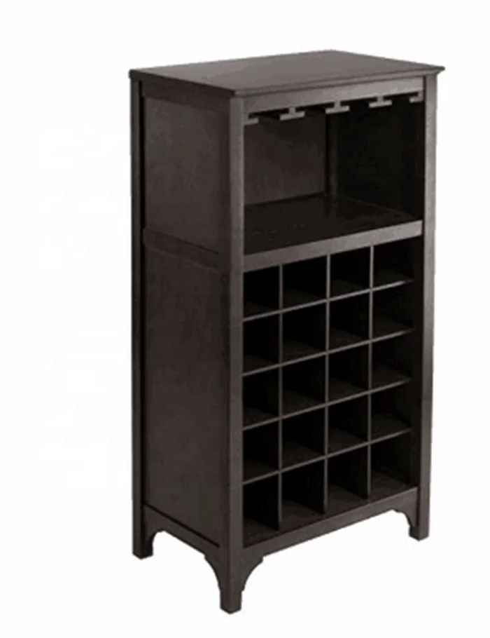 House Decoration Furniture Wooden Wine Cabinet Free Standing Wooden Wine Rack for Wine Bottles and Glasses
