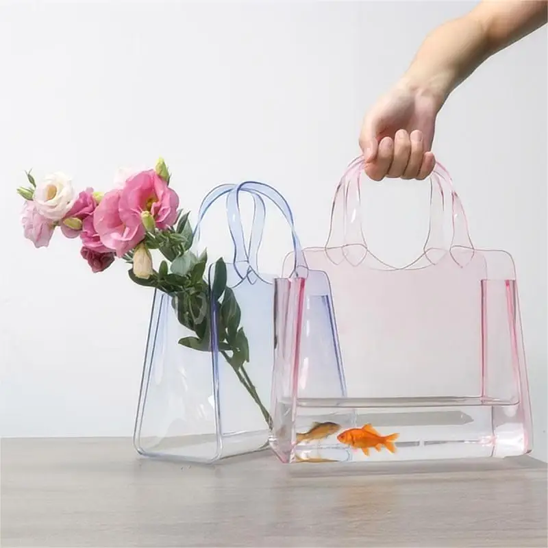 Bag vase for flowers Clear Acrylic Handheld Flower Basket
