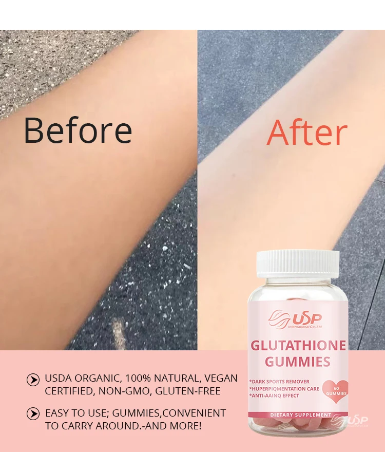 Hot-Selling Private Brand Anti-Aging Brightening Skin Gummy l-glutathione Collagen Gummies