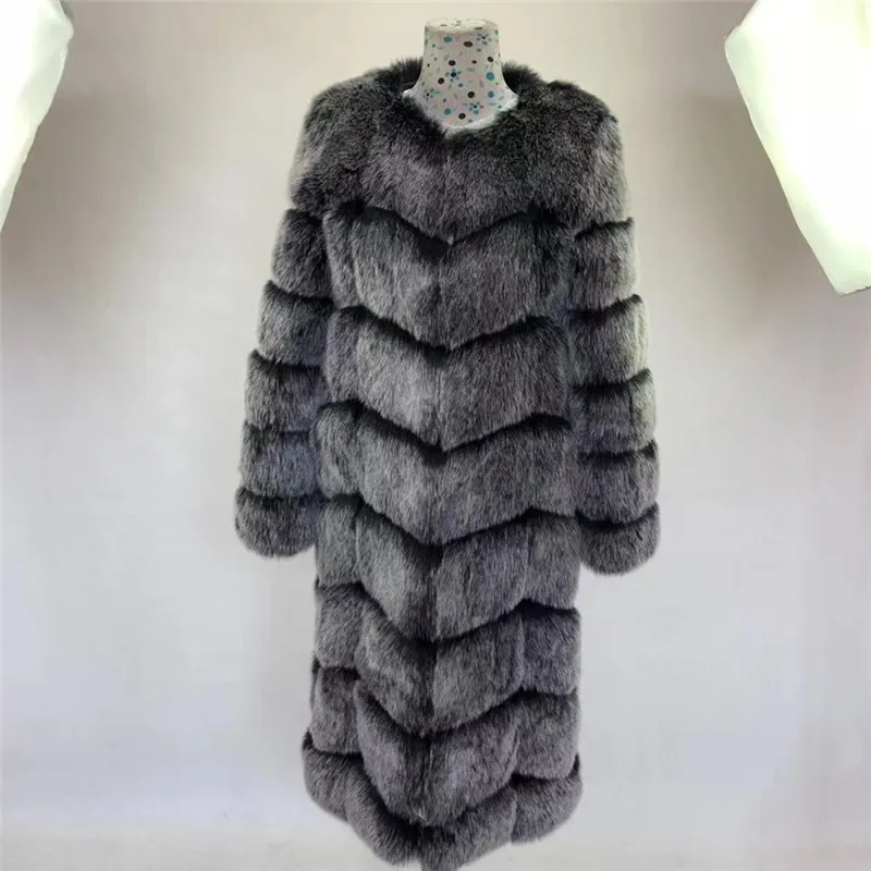 new high quality cheap faux Fox Fur Vest fake Fur Coat For Jacket female coats Vest Waistcoat 110cm long large size Fur Coats
