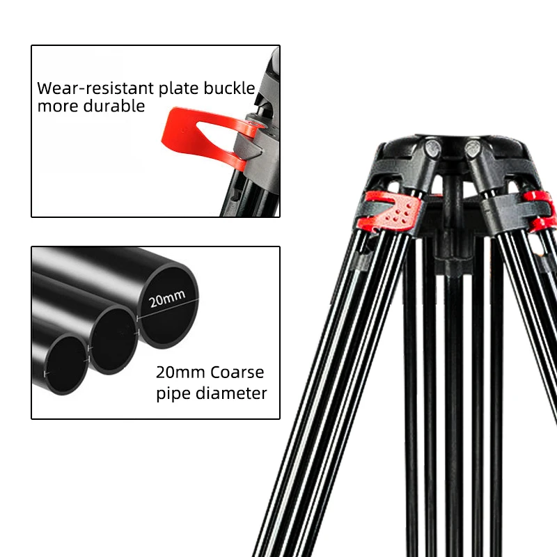 OEM Photography Camera 1.8m Professional Heavy Duty  Aluminum Alloy Camera Video Tripod with Panoramic Fluid Damping Head