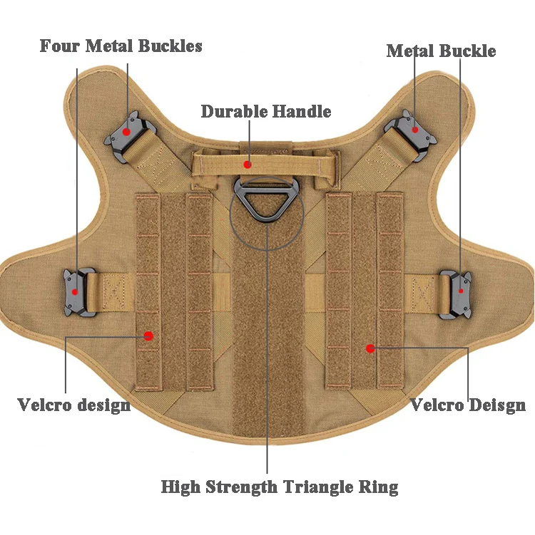 
High Quality Military Dog Products K9 Service Dog Harness , Durable Tactical Dog Training Vest 