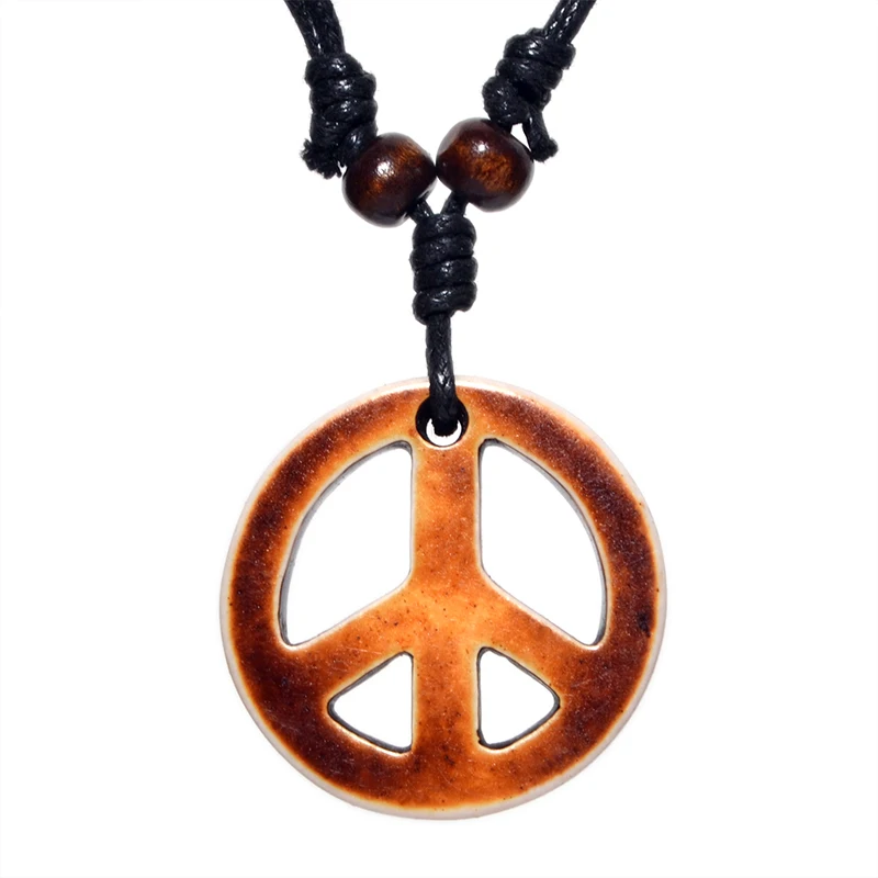 FX023 Peace symbol necklace men pendant personalized Choker Retro Jewelry Tribal style Imitation Yak Bone necklace Amulet Gift