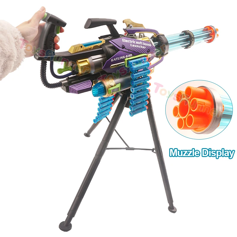 Silicon Real Mini Heat Gatling Gun Plastic High Quality Metal Shell Ejecting Toy Gatling Gun For Adult Real Metal