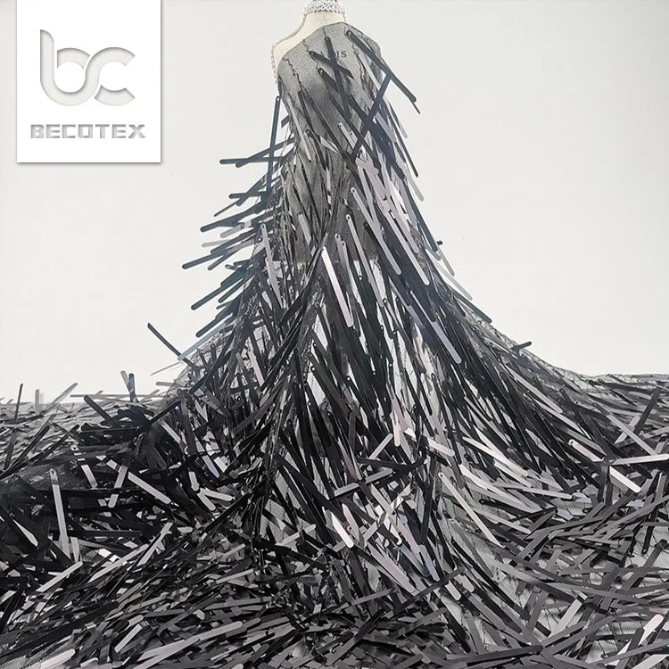 2024 New arrival high quality heavy sequin embroidery fabric fashion tulle dress sequin fabric